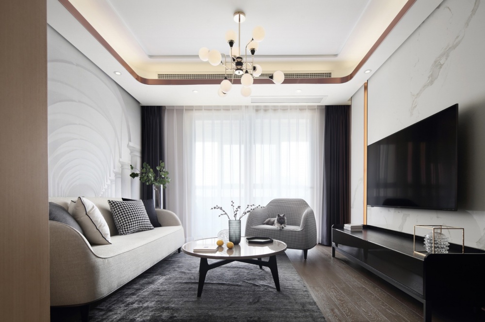 客厅窗帘装修效果图澄净现代简约客厅设计图片赏析