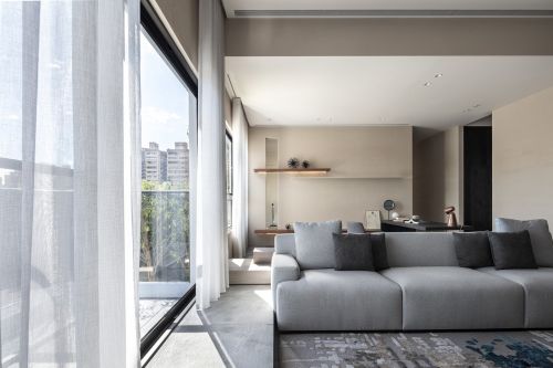 客厅沙发装修效果图牧‧沐101-120m²三居现代简约家装装修案例效果图
