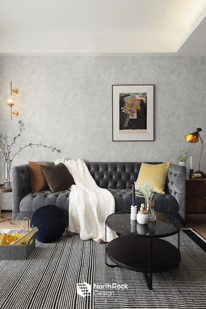 客厅沙发装修效果图序章|三个月，拯救精装修的颜值混搭客厅设计图片赏析