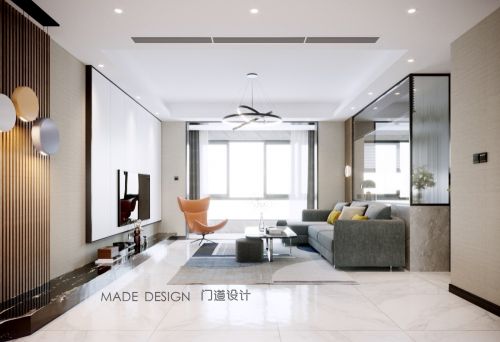 客厅沙发装修效果图门道设计·新作「轻·暖」121-150m²三居现代简约家装装修案例效果图