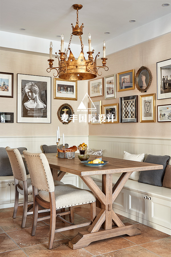 厨房沙发装修效果图托斯卡纳美式乡村风上东名筑美式经典餐厅设计图片赏析