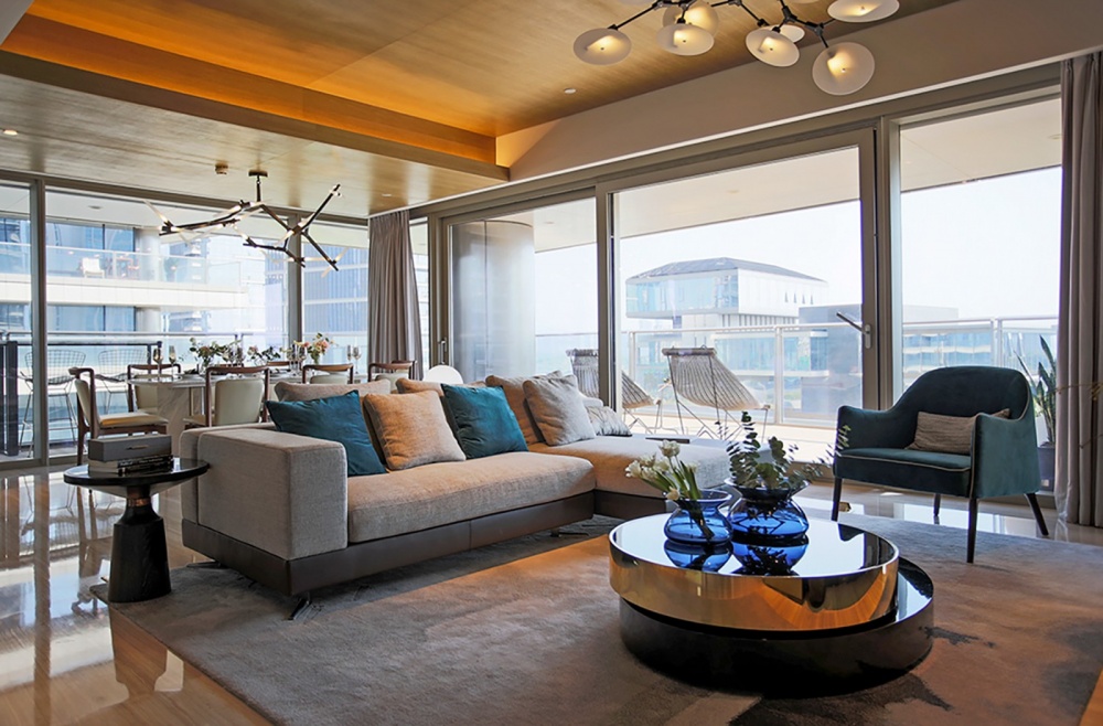 客厅窗帘装修效果图深圳湾1号打造90后小仙女的半现代简约客厅设计图片赏析