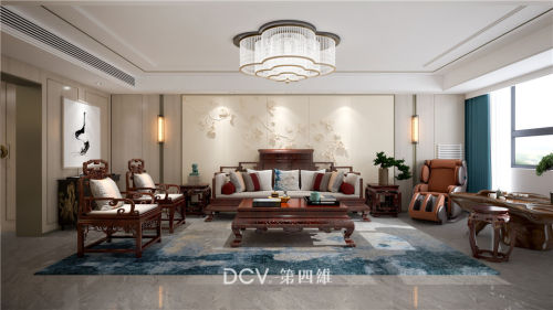 装修效果图北京私人住宅新中式室内装修设计151-200m²三居家装装修案例效果图