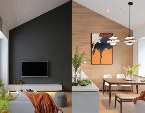 这个带阁楼的家，一半高冷一半温暖客厅101-120m²复式现代简约家装装修案例效果图