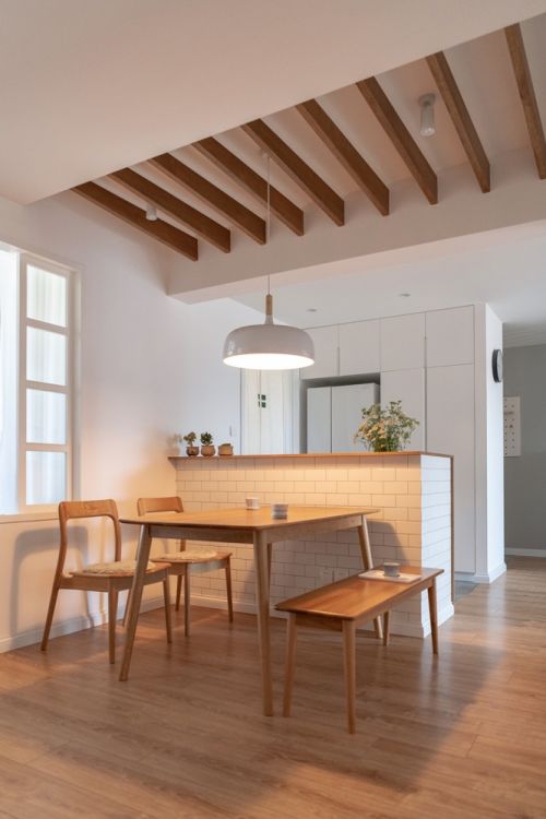 厨房木地板1装修效果图浅木色的日式北欧家，真是太治愈