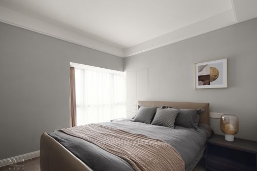 卧室床2装修效果图晓安设计|虞夏浅梦，融于质感的