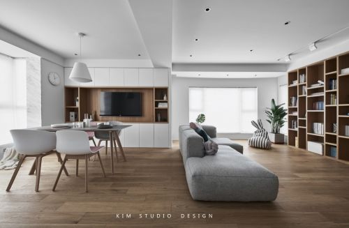 Joyful|原木色的日式小清新客厅木地板101-120m²三居日式家装装修案例效果图