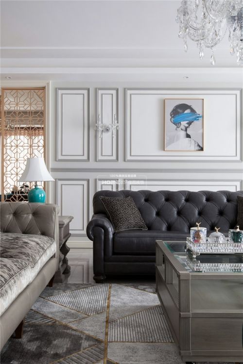 客厅沙发2装修效果图轻奢美式大平层，灰色营造气质美