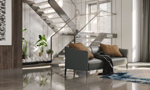 现代简约300㎡复式客厅2023装饰设计图