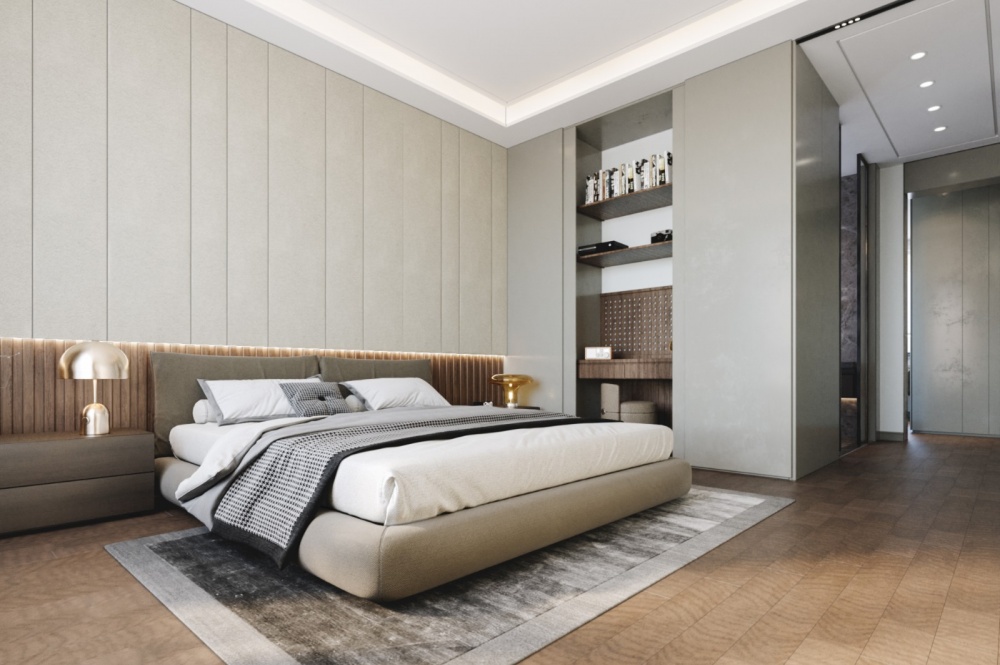 卧室窗帘1装修效果图复式楼现代极简风格设计现代简约卧室设计图片赏析