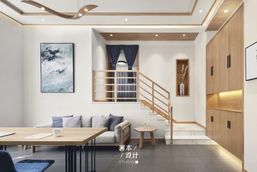 客厅装修效果图「1°灰」告别一些物，从断舍离121-150m²二居日式家装装修案例效果图