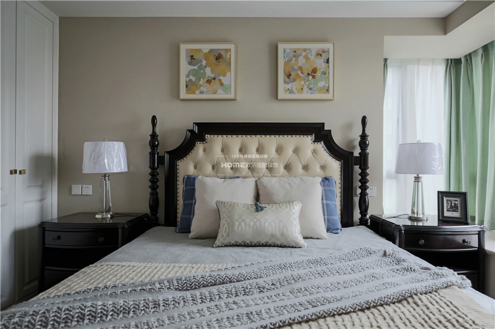 卧室窗帘2装修效果图简约美式风，客厅设计有亮点美式卧室设计图片赏析