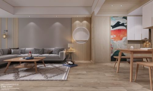落入怀中的阳光·日式木屐客厅木地板四居及以上日式家装装修案例效果图