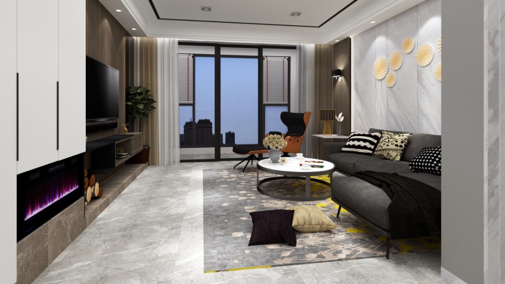 客厅沙发装修效果图长房天*空间现代简约客厅设计图片赏析