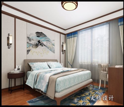 四居新中式205㎡卧室装饰设计图