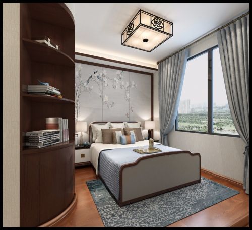 中式家卧室窗帘1图中式现代卧室设计图片赏析