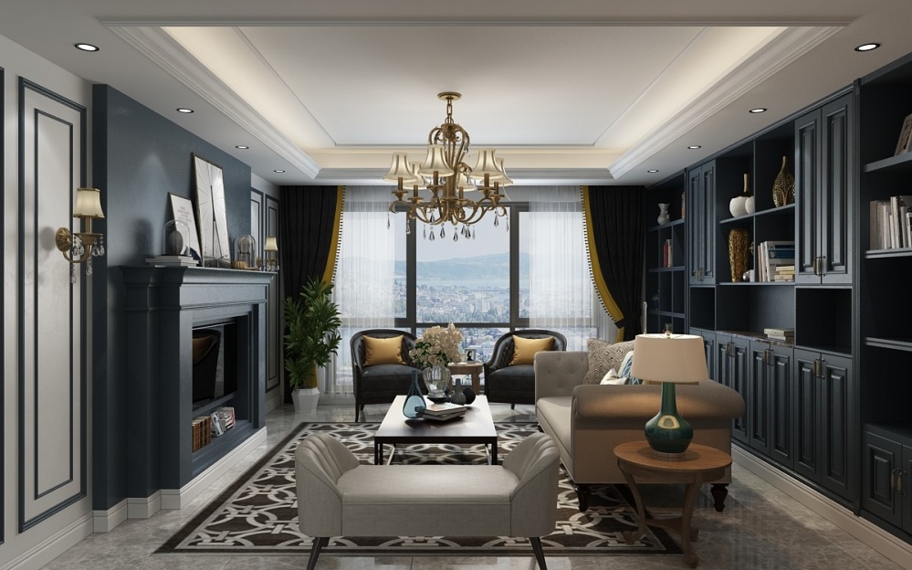 客厅窗帘装修效果图美式与北京的碰撞美式客厅设计图片赏析