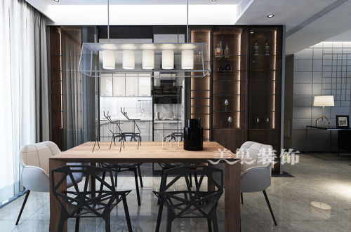 郑州康桥悦城125平三室装修后现代风格厨房现代简约餐厅设计图片赏析