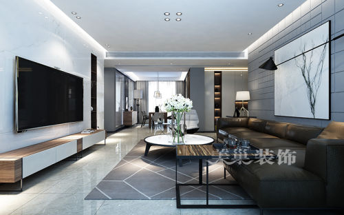 郑州康桥悦城125平三室装修后现代风格客厅沙发现代简约客厅设计图片赏析