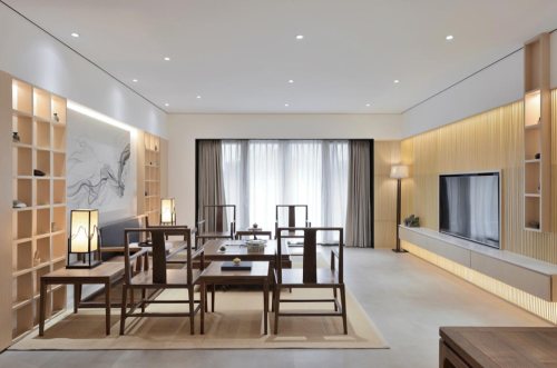 新中式130㎡四居客厅装饰设计图