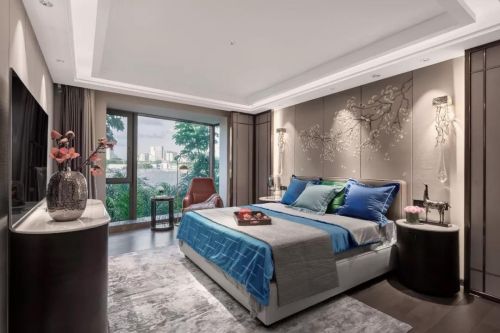 四居新中式300㎡卧室装潢设计图