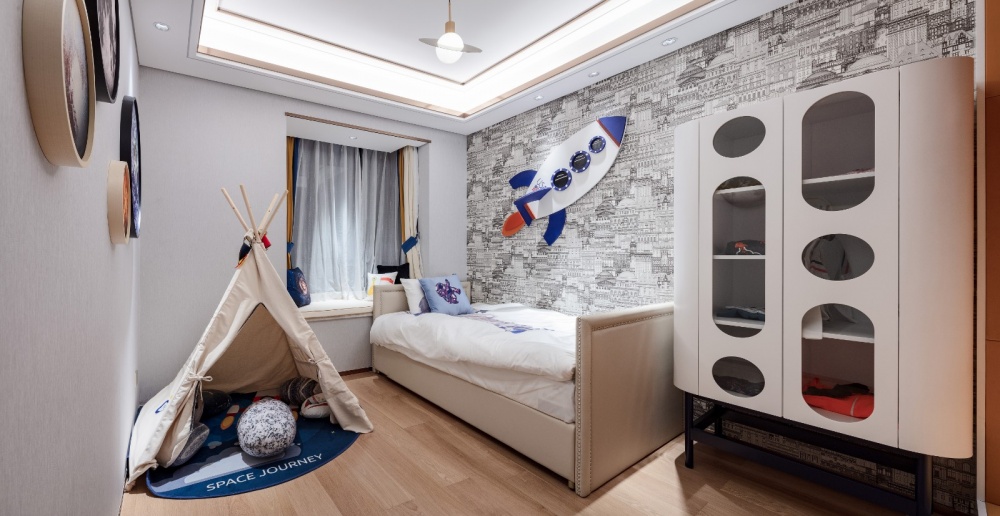 卧室2装修效果图橙调：200㎡+的高级灰大宅现代简约卧室设计图片赏析
