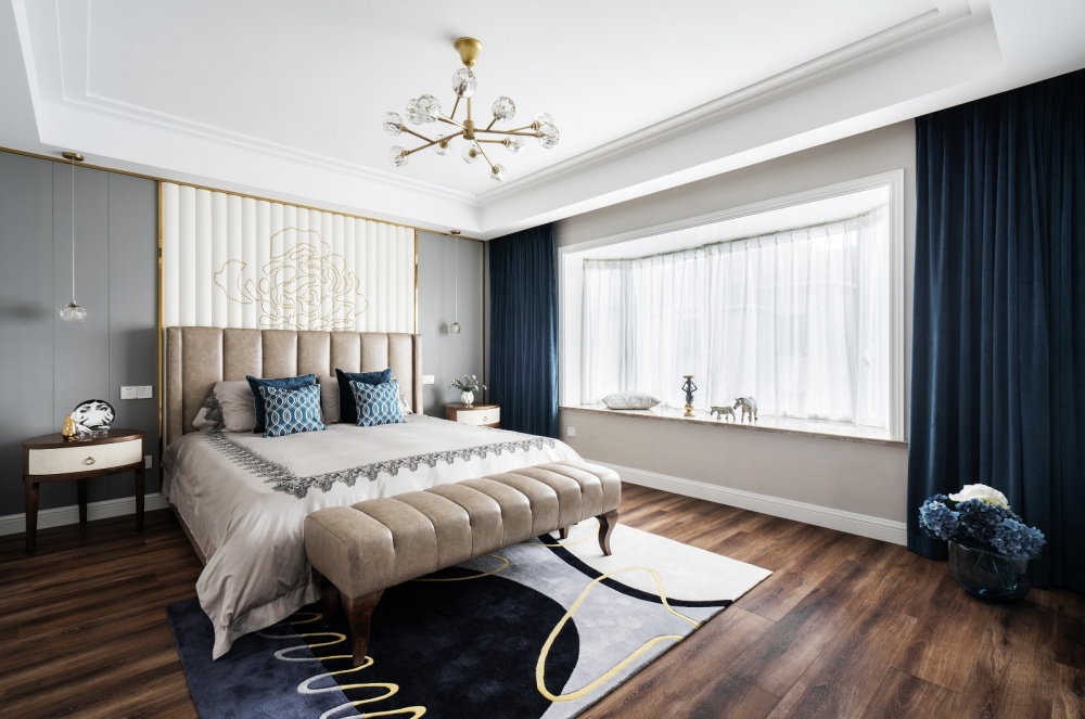 卧室窗帘3装修效果图轻奢美式独栋别墅英郡雷丁·上海美式卧室设计图片赏析