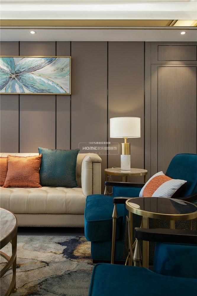 客厅沙发1装修效果图欢乐佳园装饰|现代轻奢风格，满混搭客厅设计图片赏析