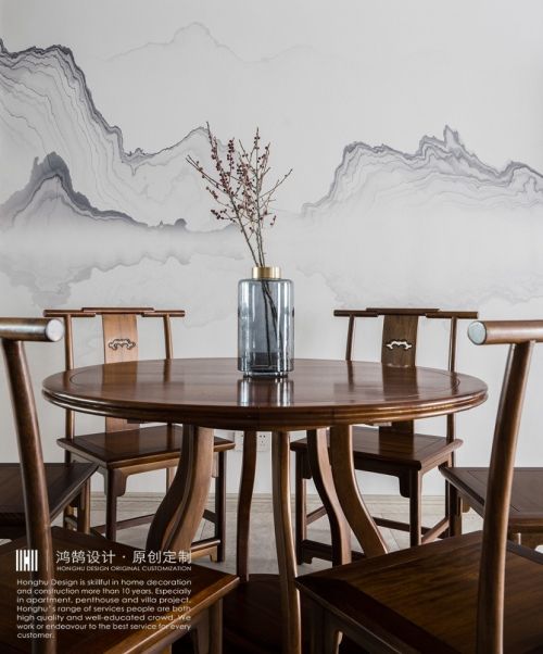 别墅豪宅新中式270㎡餐厅装饰设计图
