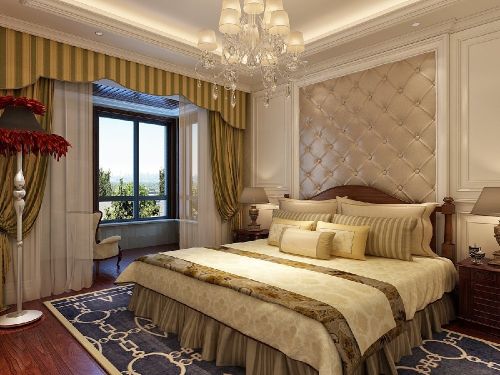 卧室窗帘装修效果图240m²欧式低奢风美的让人窒