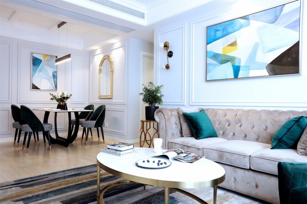 客厅沙发3装修效果图美式轻奢110平米住宅设计其他客厅设计图片赏析