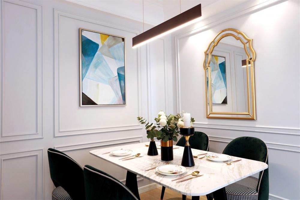 厨房窗帘2装修效果图美式轻奢110平米住宅设计其他餐厅设计图片赏析