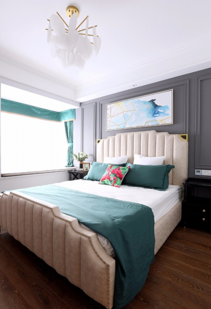 卧室窗帘2装修效果图美式轻奢110平米住宅设计其他卧室设计图片赏析