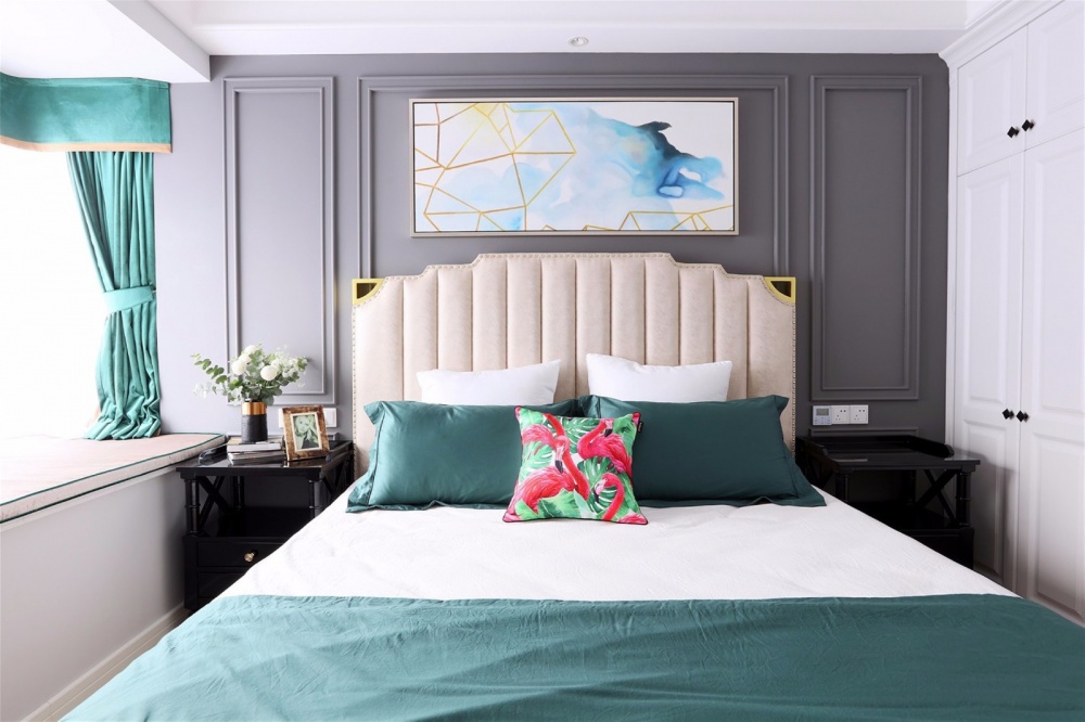 卧室窗帘1装修效果图美式轻奢110平米住宅设计其他卧室设计图片赏析
