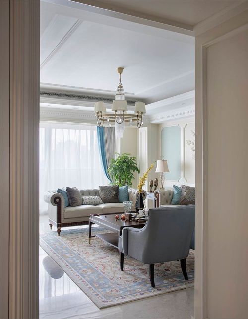 客厅窗帘2装修效果图绿城黄浦湾明快的现代美式