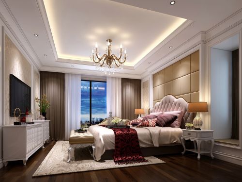 卧室窗帘装修效果图简约美式风格公寓