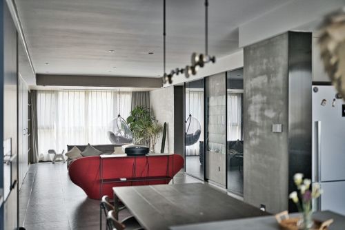 客厅窗帘3装修效果图水泥灰极简风，像极了一个纯净而