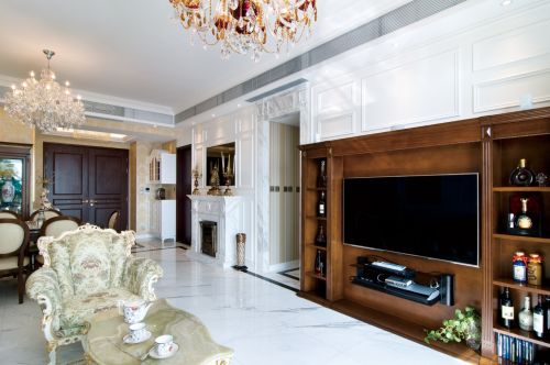 時尚大氣歐式客厅电视背景墙101-120m²三居欧式豪华家装装修案例效果图