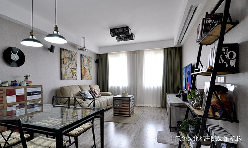 北京装修文艺范的60平米一居室现代简约客厅设计图片赏析