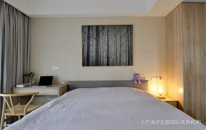 北京装修文艺范的60平米一居室现代简约卧室设计图片赏析