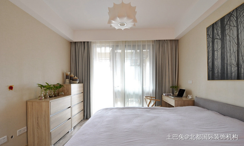 北京装修文艺范的60平米一居室现代简约卧室设计图片赏析
