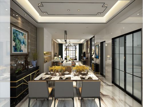 新中式350㎡别墅豪宅餐厅装饰装修效果图