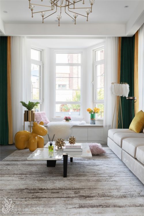 客厅窗帘5装修效果图现代轻奢风格，张家口·观澜墅