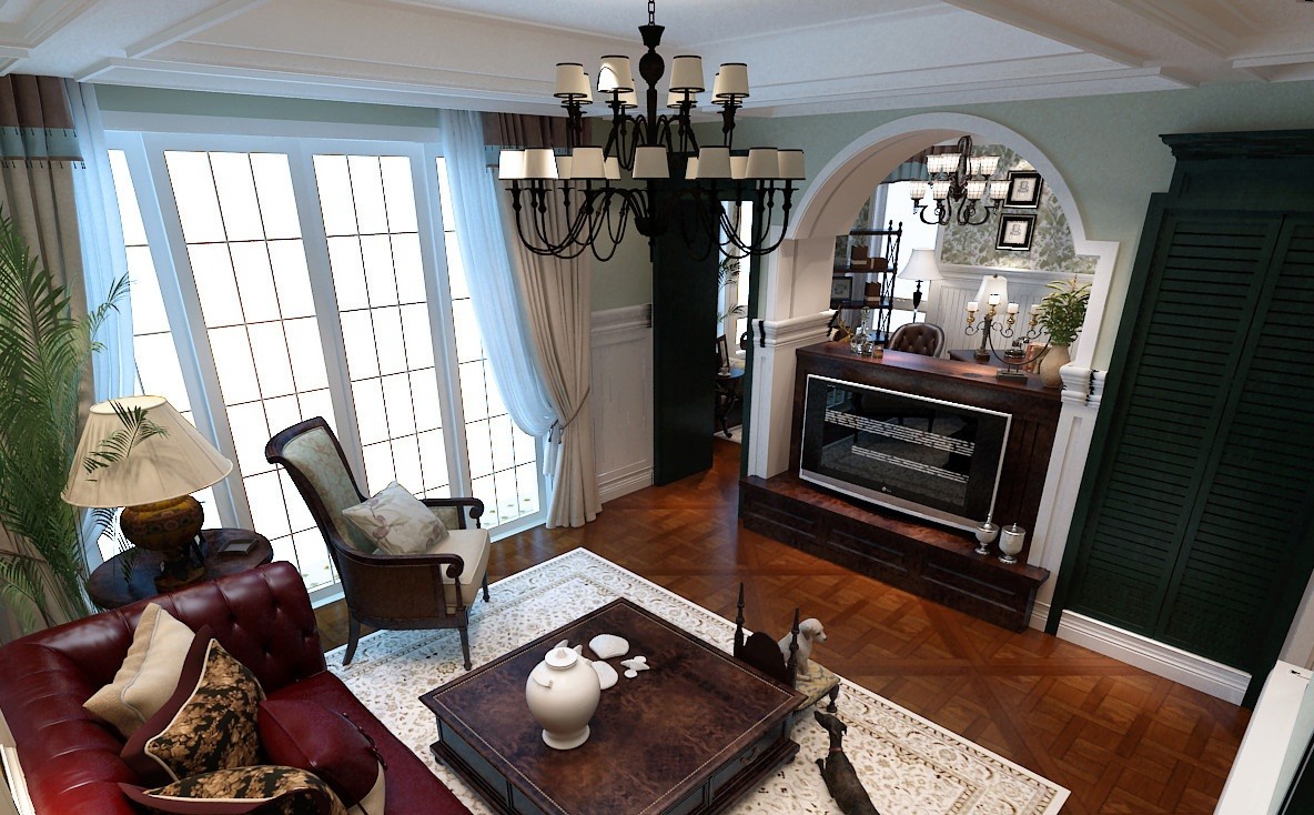 客厅木地板1装修效果图美式经典美式客厅设计图片赏析