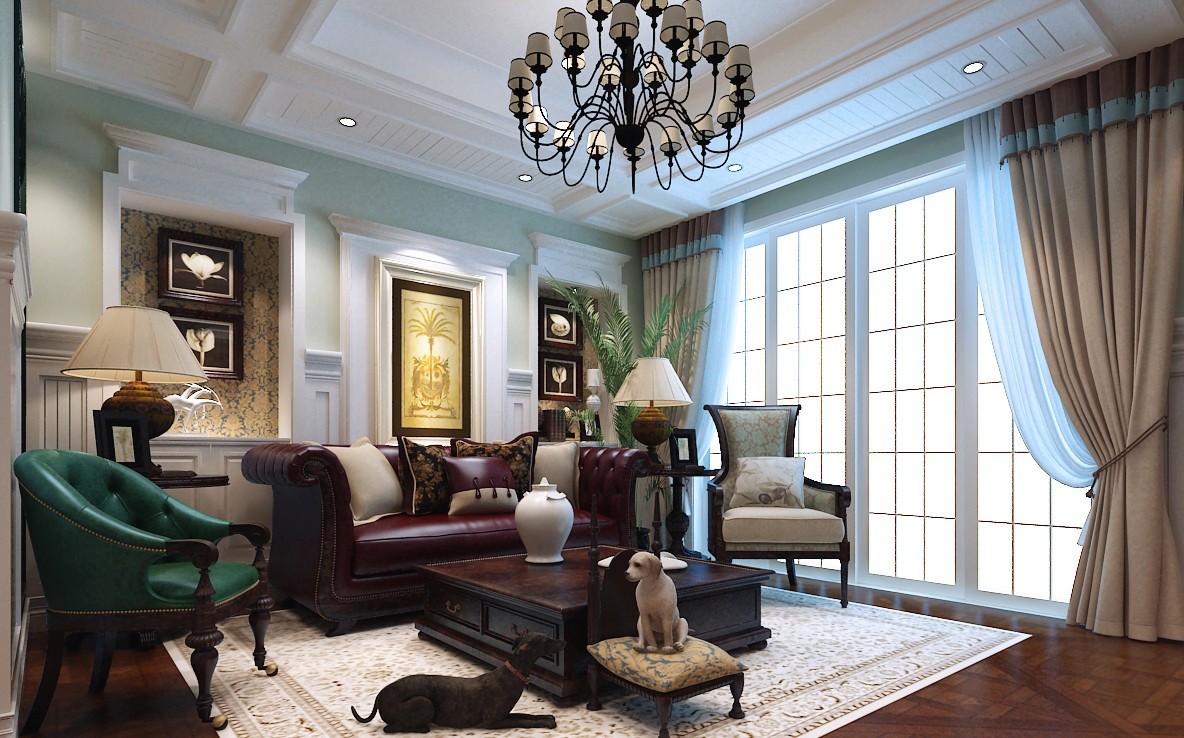 客厅窗帘2装修效果图美式经典美式客厅设计图片赏析