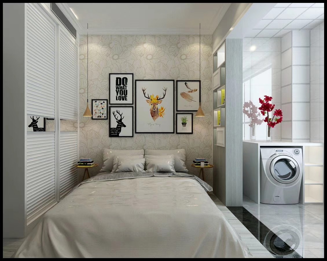 卧室床2装修效果图淄博天悦三期96平米装修案例现代简约卧室设计图片赏析