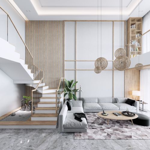 素客厅沙发201-500m²别墅豪宅日式家装装修案例效果图