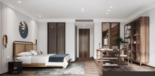 新中式180㎡复式卧室装修设计图