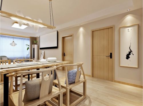 济南绿地新里城日式风格客厅木地板101-120m²三居日式家装装修案例效果图