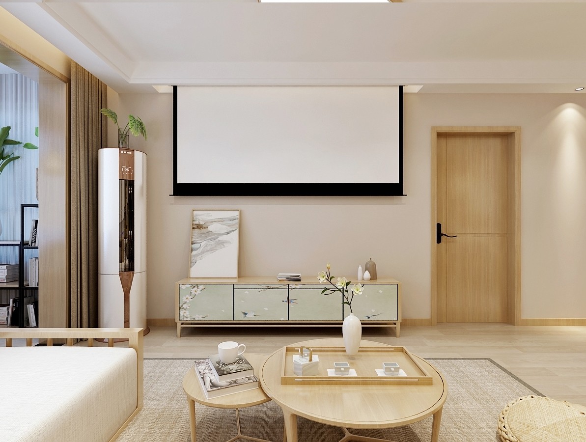 客厅窗帘3装修效果图济南绿地新里城日式风格日式客厅设计图片赏析